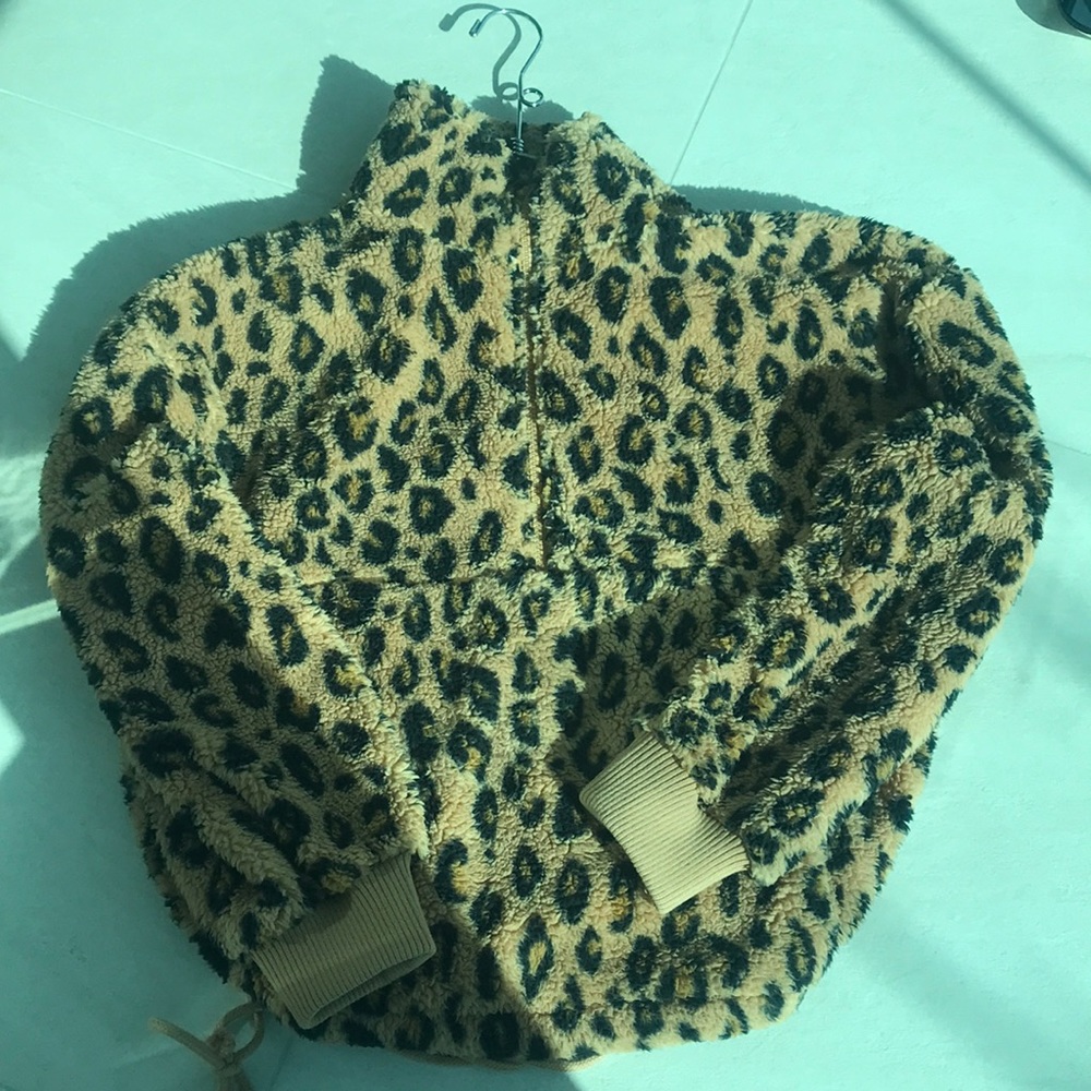 BillaBong Fleece Leopard Partial zip Jacket